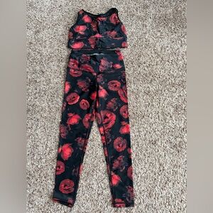Floral Activewear Set - Red and Black